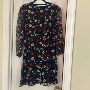 NWT Sam Edelman long sleeve black floral dress - Size 10